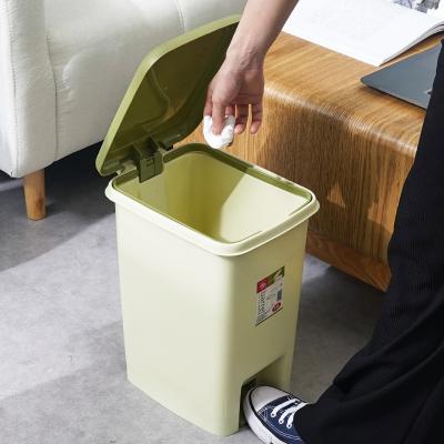 China Sustainable Home Office Household Foot Pedal Plastic Garbage Bin Garbage Place Plastic Trash Can With Lid for sale