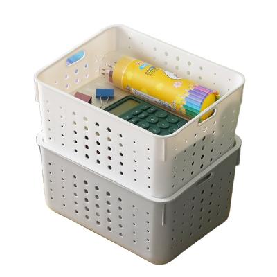 China Multi-Functional Sustainable Plastic Storage Basket Home Office Kitchen Organization Basket White Organizer for sale