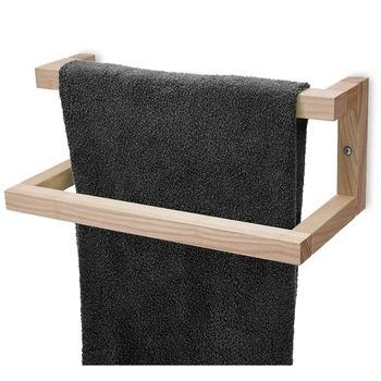 China Fashion Manufacturer Supply Stainless Steel Bathroom Solid Corner Wooden Towel Racks for sale