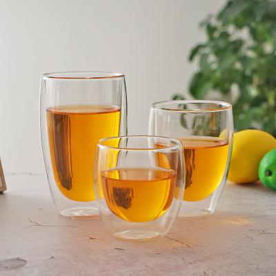 China YIDING Fashionable Wholesale Sustainable 200ml Double Wall Insulated Water Glass Mug Customize Simple Clear Household Glass Cup for sale