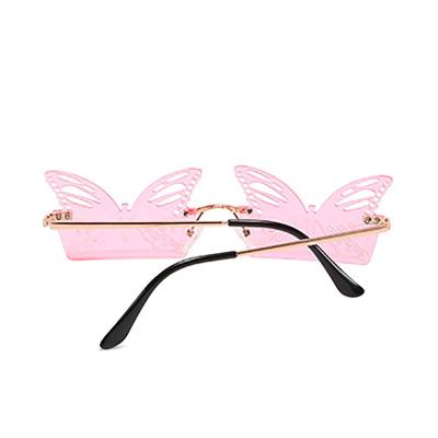 China Rimless Sun Glasses Women Girl Girl Fashion Butterfly Shades Shades Pink Cute Butterfly Sun Glasses Yard Fashion Sun Glasses 2021 for sale