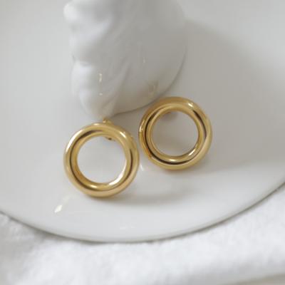 China 2022 TRENDY High End Stainless Steel Hoop Earrings 18K Gold Plated Hoop Earrings For Women for sale