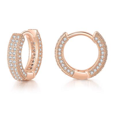 China Chic FASHIONED Chunky Cubic Zirconia Hoop Earrings from Hiphop Rose Gold Silver Rhinestone Circle for sale