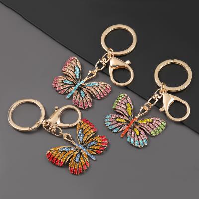 China Ins Style Lead Free Nickel Free Micro Paved Full Color Rhinestone Crystal Key Chain Exquisite Mix Color Keychain for sale