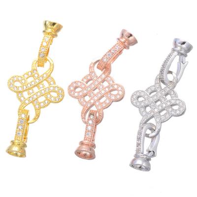 China New Arrival Classic Jewelry Crystal Rhinestone Chinese Knot Connectors Accessories Gold Tone Knot Clasp DIY Yard for sale