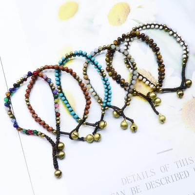 China China Wholesale Natural Semi-precious Stone Bracelet Handwoven Tiger's Eye Crystal Bell Colorful Bracelet For Gifts for sale