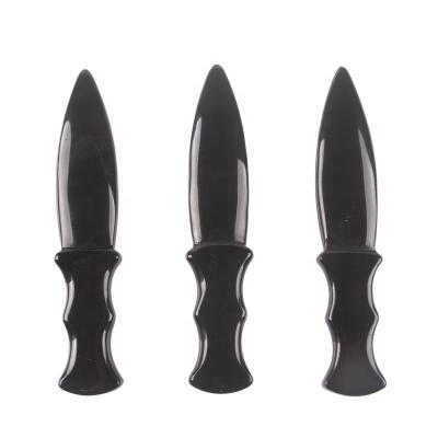 China China Natural Hand Carved Crystals Obsidian Stone Dagger For Folk Crafts for sale