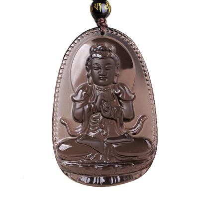 China Wholesale Natural Obsidian Black Obsidian Pendant China Healing Buddha Ice Buddha Pendant For Fengshui for sale