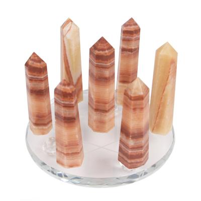 China China Wholesale Quality Seven Row Natural Meat Quartz Crystal Hexagon Pillar Point Star For Treatment Decorative Bar for sale