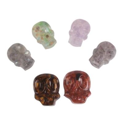 China China Hand Carved Natural Quartz Crystal Chips Epoxy Resin Healing Ghost Head Stone Skulls for Halloween for sale