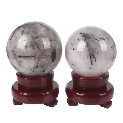 China Wholesale Natural Black Spheres Quartz Tourmaline Balls China Gemstone Crystal Ornaments Crystal Balls For Sale for sale