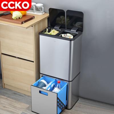 China Large Square Storage Touchless Stainless Steel Kitchen Trash Bin Sensor Sustainable Automatic Waste Bins Intelligent Trash Cans for sale