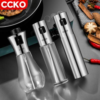 China Freshness Preservation CCKO CK8901 3 Ware Spray Box 100/200ml Cooking Oil Jar Stainless Steel Glass Bottle Body Oil Jar Kitchen Spray Oil Can for sale