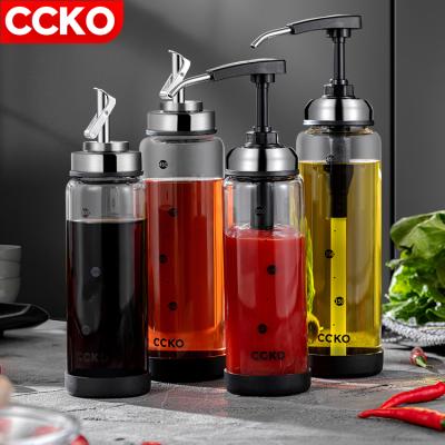 China Freshness Preservation CCKO CK8906 Push Oil Jar Kitchen Stainless Steel Oil Bottle Kitchen Cooking Tools Glass Oil Jar for sale