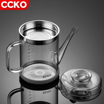 China Freshness Preservation CCKO CK9661 Large Oil Filter Jar Gods Household Kitchen Oil Separator Oil Purifier Leftover Storage Jug With Lid Bottle Glass for sale