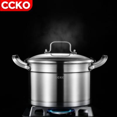 China 2022 New Viable Stock Kitchen Aluminum Binaural Pot and Pan Cooking Stainless Steel Soup Pot with Lid Wholesale Soup and Stock Pots for sale