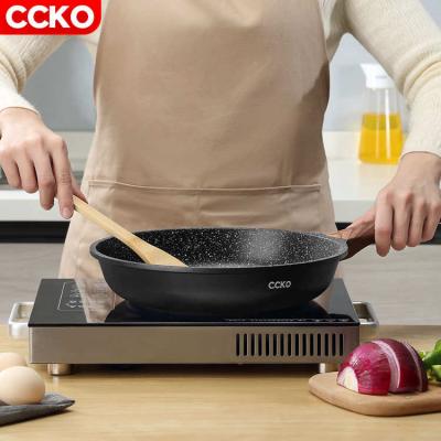 China Minimalist CCKO CK9749 26cm/28cm/30cm Nonstick Stone Frying Pans and Pans Aluminum Alloy Glass Cover with Pot Cover for sale