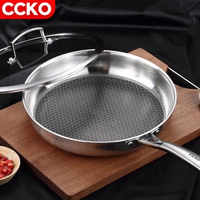 China Minimalist CCKO CK9721 28cm Nonstick Stone Frying Pan Glass Cover Support Frying Pots and Pans with Pot Cover Honeycomb Pan for sale