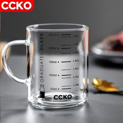 China Morden Luxury Children's Cup CCKO CK9177 250/350ml High Borosilicate Glass Graduated Cup With Handle Colored Milk Mugs Microwavable Mugs for sale