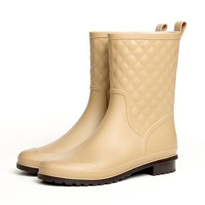 China PVC Women's Calf Mid Rain Boots Waterproof Lightweight Garden Shoes for sale