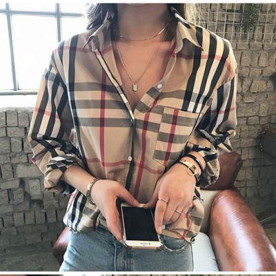 China Popular retro plaid shirt women's anti-pilling spring and autumn new loose temperament women's long-sleeved shirt for sale