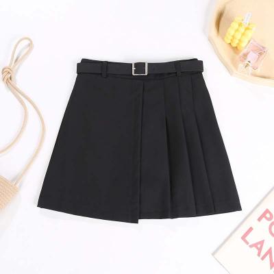 China 2021 Summer Anti-static Irregular Pungent Pleated Casual A-line Skirt High Slim Waist Belt Slim Skirt for sale