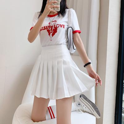 China Anti-Static White Pleated Waist Short Skirt Summer Student High Waist Skirts Anti-Glare A-Line Skirts for sale