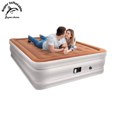 China New Patented Double Queen Size Mattress Air Structure Foldable Inflatable Folding Air Bed With Built In Electric Pump for sale