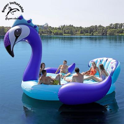 China New Design Extra Large Party Bird Peacock Pool Float Raft Island 6 Person Inflatable Water Lounge Factory for sale