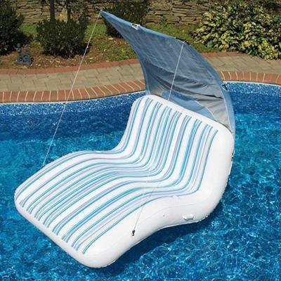 China adjustable & removable canopy with air vents Customized Logo Printing Inflatable Lounge Chair, inflatable water cabana lounger for sale for sale