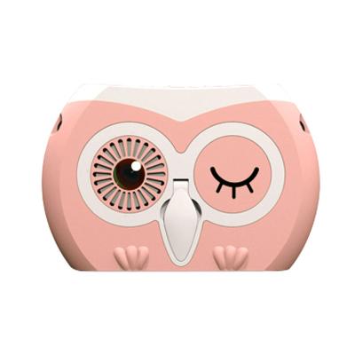 China High Efficiency Lovely Owl Cartoon Mini Rechargeable Wireless Battery Fan PM-03 With Bodio Stand Desktop Handheld Neck Band for sale