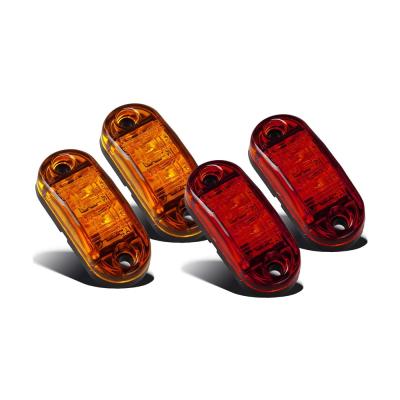 China 2.5 Inch Amber Red Oval LED Side Marker Light Suitable For Trailer Truck Vehicle Large Fender LED Side Marker Light Universal for sale