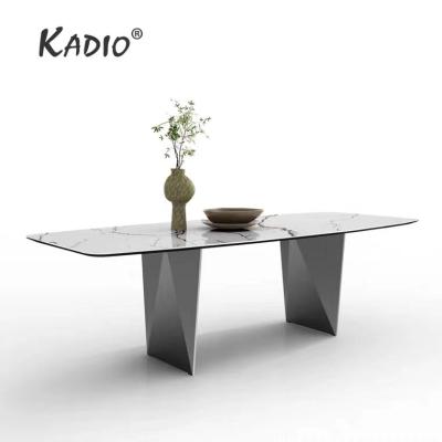 China Minimalist Scandinavian KADIO table//Italian imported rock plate/brushed stainless steel base/long household dining table for sale