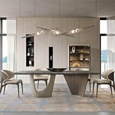 China Italian Scandinavian light luxury style long table custom furniture household minimalist marble table and chair combination high-end designer for sale