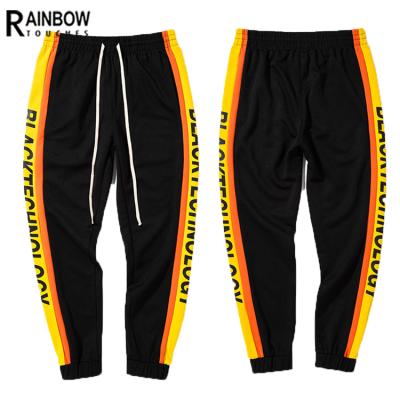 China Breathable Custom Mens Stripe Alphabet Jogger Side Track Pants for sale