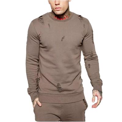 China Crewneck Breathable Men's Distressed Rainbow Touches Pullover Sweatshirt for sale