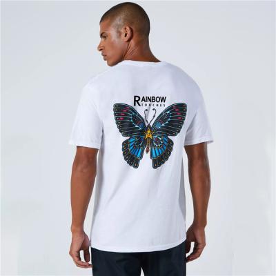 China Custom High Quality QUICK DRY Streetwear Butterfly Screen Printed T Shirt Men for sale