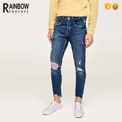 China Breathable Chinese Manufacturers Casual Blue Men Ripped Embroidered Jeans for sale