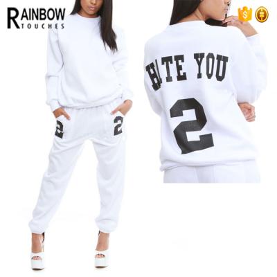 China Wholesale Custom Made White Printed Anti-pilling New Women Sweat Suits for sale