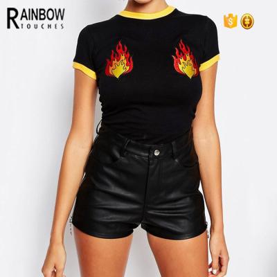 China Retro Anti-Pilling Buzzer Tee Professional New Design With Flame Patches for sale