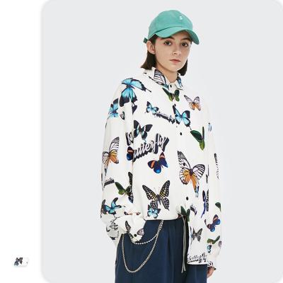 China Digital Printing Loose Fit Butterfly Anti-pilling Men's Long Sleeve Shirt for sale