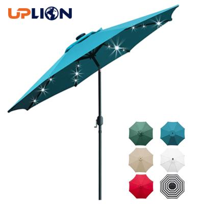 China Uplion Modern Patio Umbrella Maker with Tilt Adjustment and Solar Crank Umbrella LED System Lift Light Garden Umbrella for sale