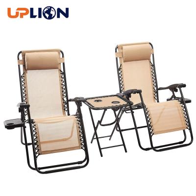 China Uplion Weightless Easy-Carry Outdoor Adjustable Chair with Side Table and Recliner Folding Reclining Lounge Chair for sale