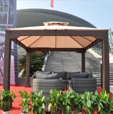 China Durable Large Rattan Gazebo Outdoor Garden Wicker Pavilion for sale