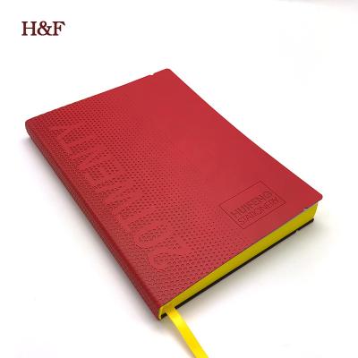 China Wholesale Promotion PU Leather Emboss Logo Soft Cover Hot Notebook With Rainbow Edge for sale