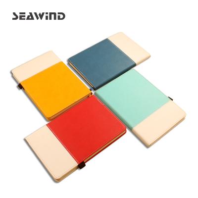 China Hardcover 2021 Custom Design A5 Journal Blue Leather Hard Cover Notebook Business Notebook Luxury Gift Set for sale