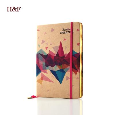 China Hardcover Japan Stationery Diary Gold Edge Kraft Paper ELASTIC NOTEBOOK with Pendant for sale