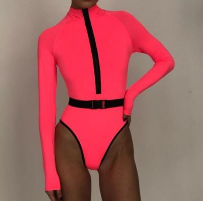 China 2022 Popular Design Wholesale Anti-UV Long Sleeve Swimwear One Piece Swimsuits For Women for sale