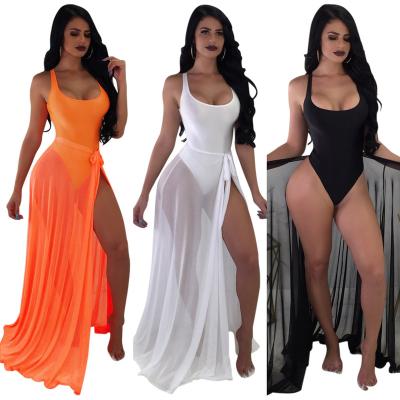 China Wholesale Breathable Swimwear Women 2021 Piece Mesh See-Through Beach Dress Fronts 2 Summer Swimming Suits for sale