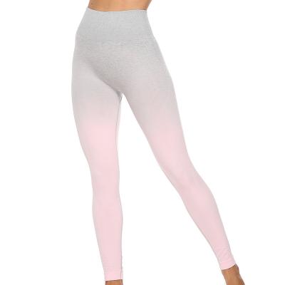 China Wholesale Tight Anti-UV Gradient Tight High Waist Workout Seamless Yoga Ombre Yoga Leggings for sale